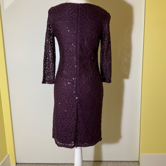 Eliza J Purple Lace and Sequin Sheath Dress. Size 4 - Picture 2 of 4